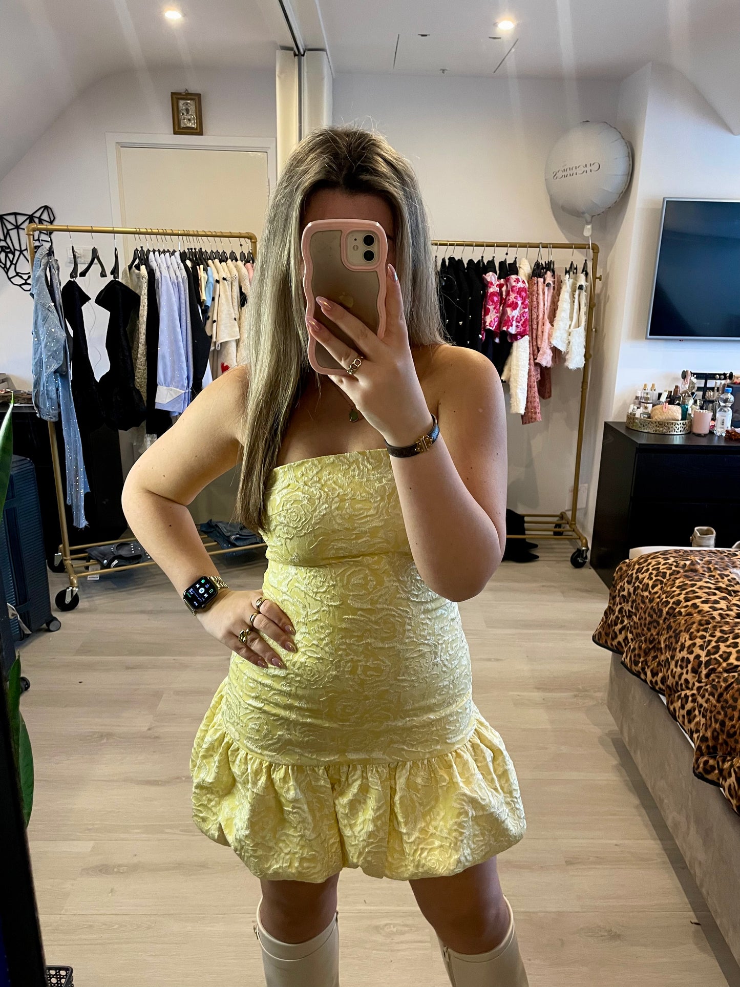 Floral Crush Dress - Geel