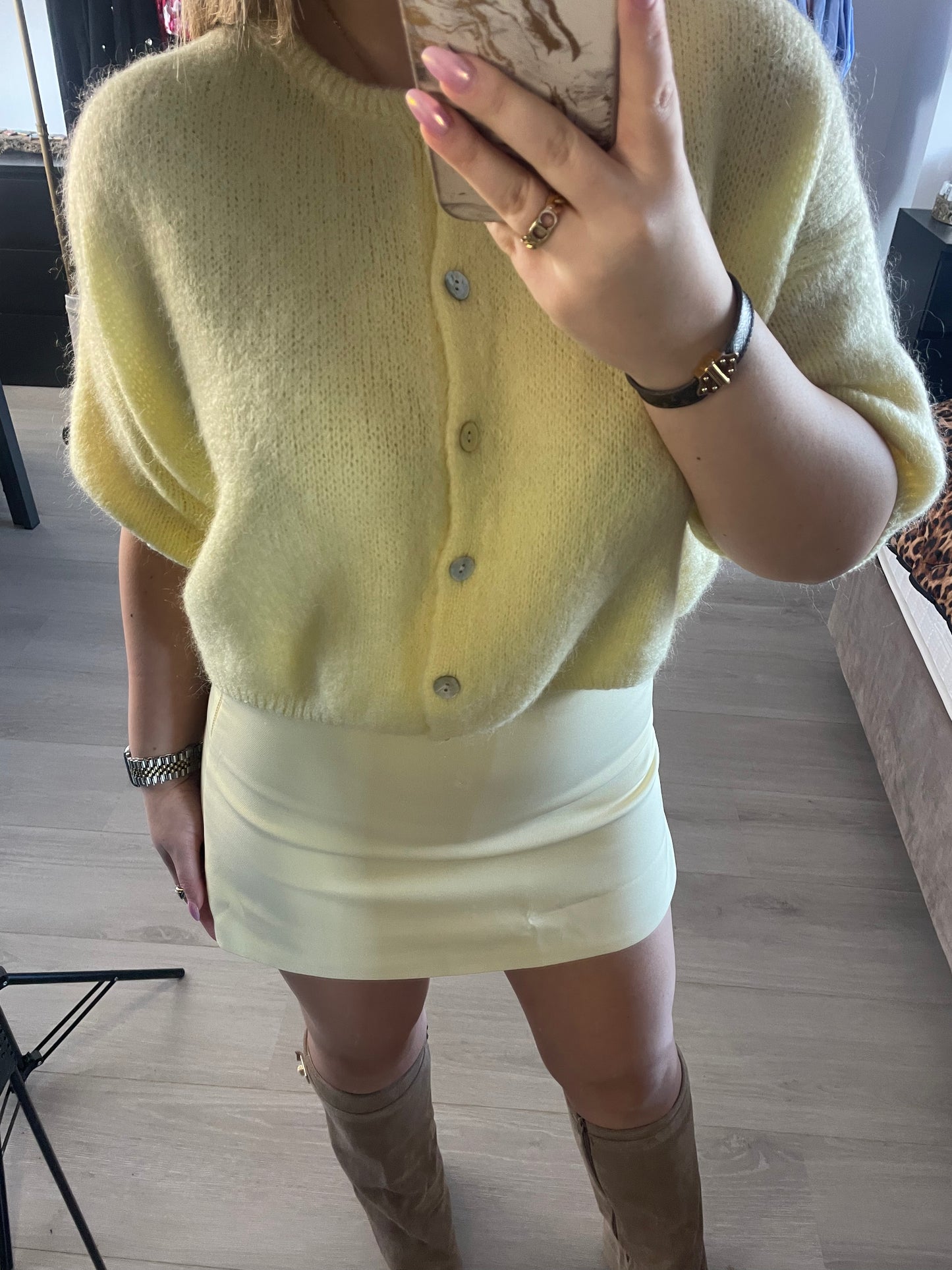 Gebreid vest - Geel
