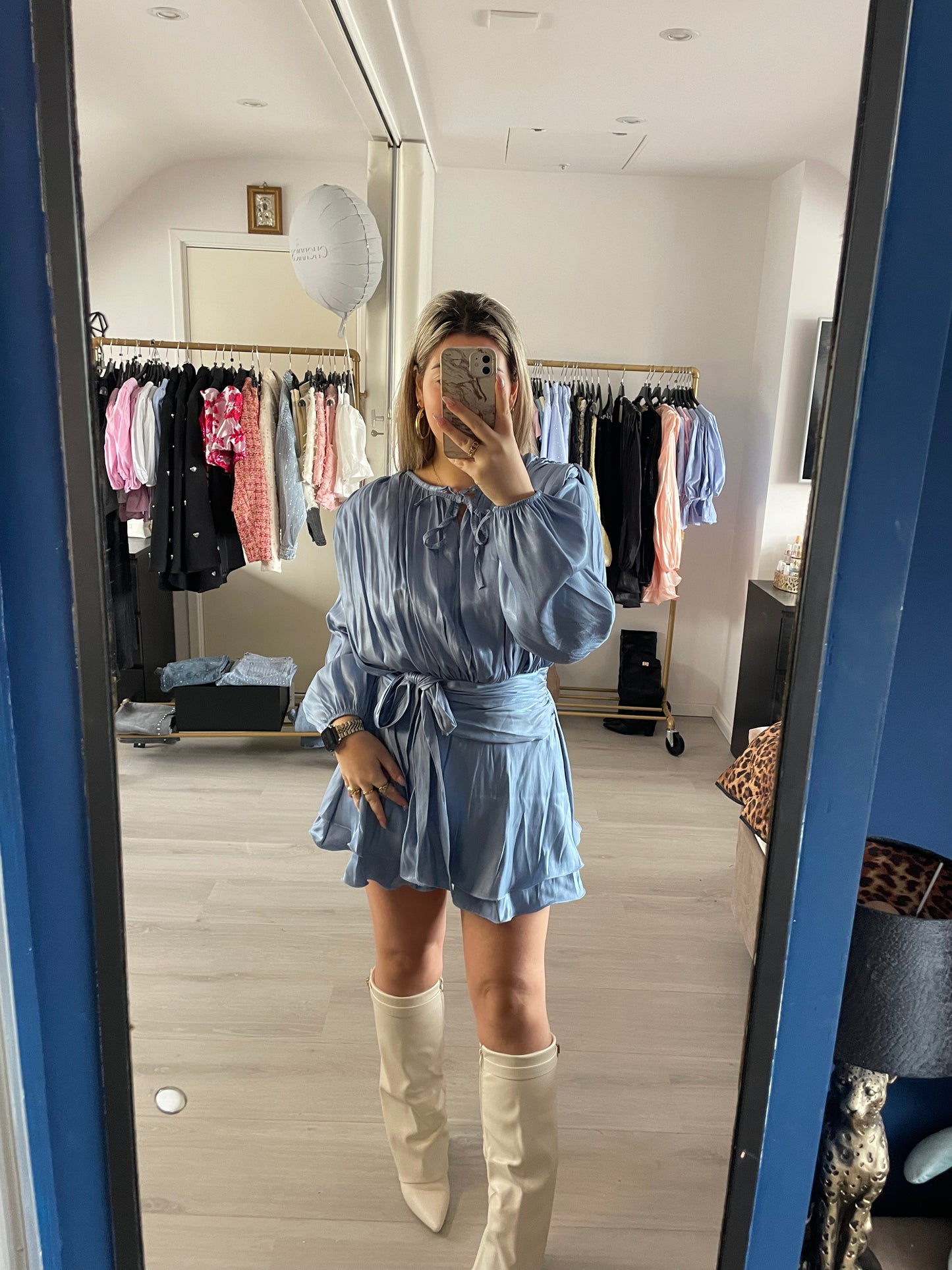 Luxe Satin Dress - Blauw