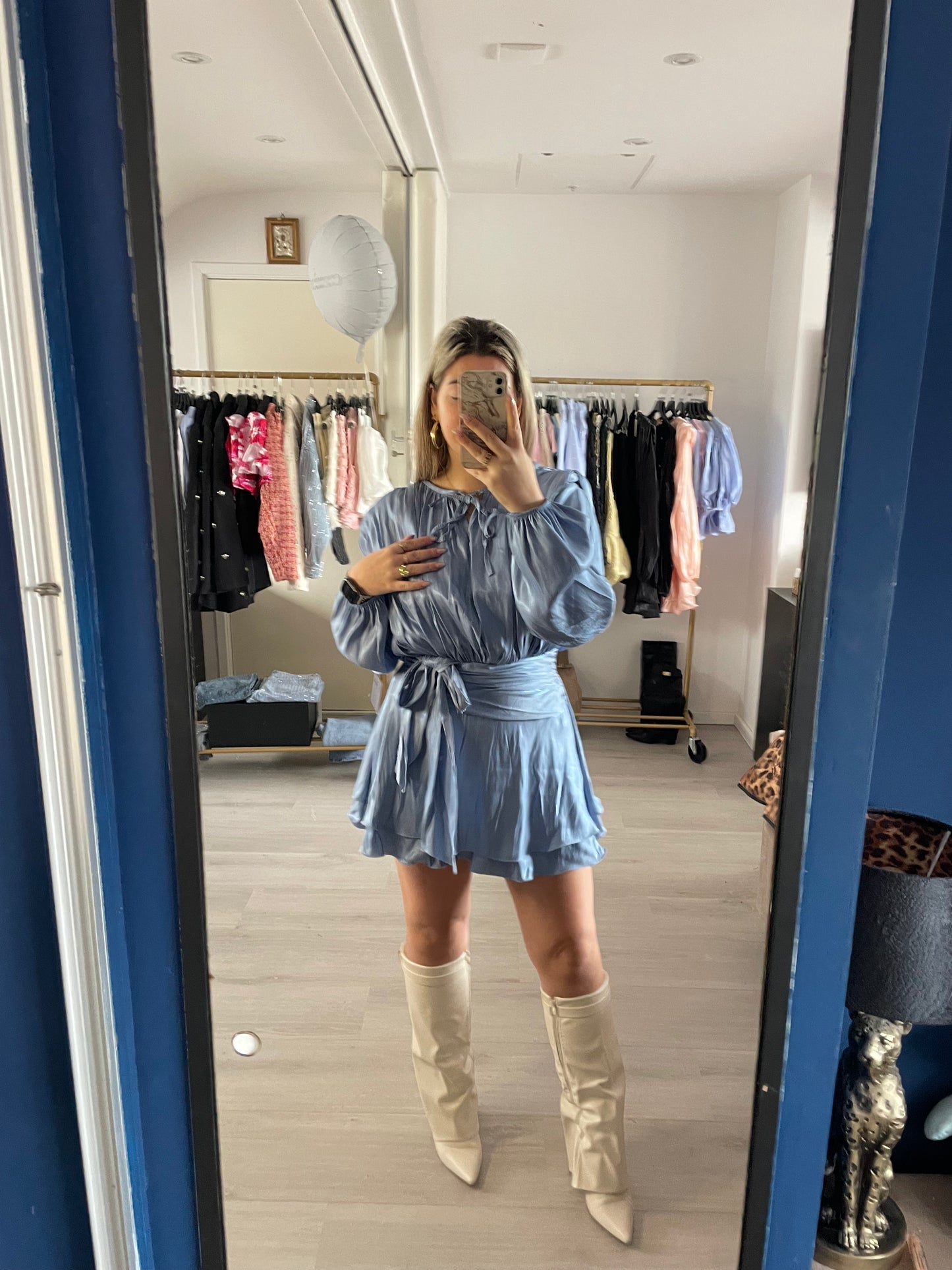 Luxe Satin Dress - Blauw