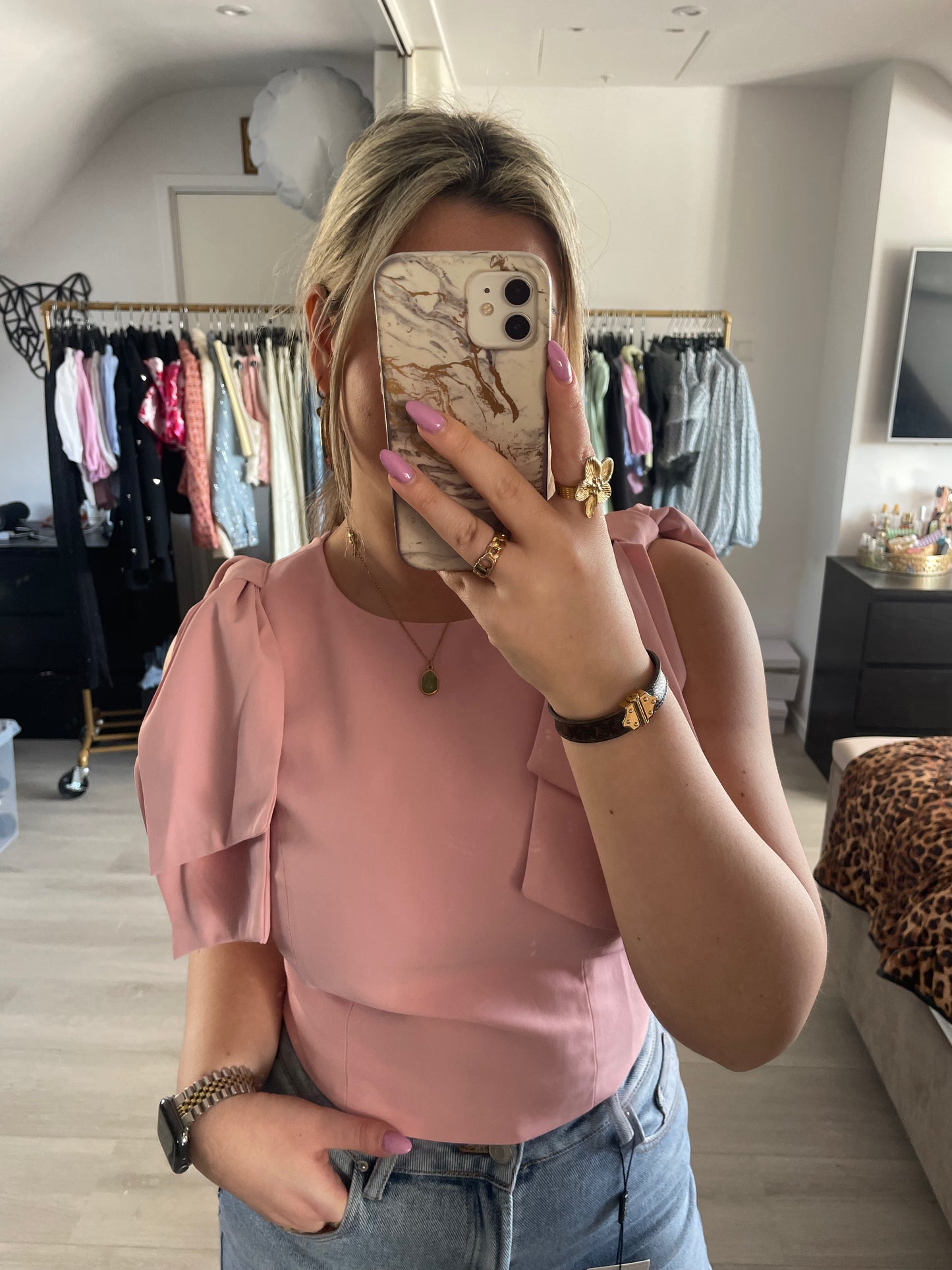 Serena Bow Top - Roze