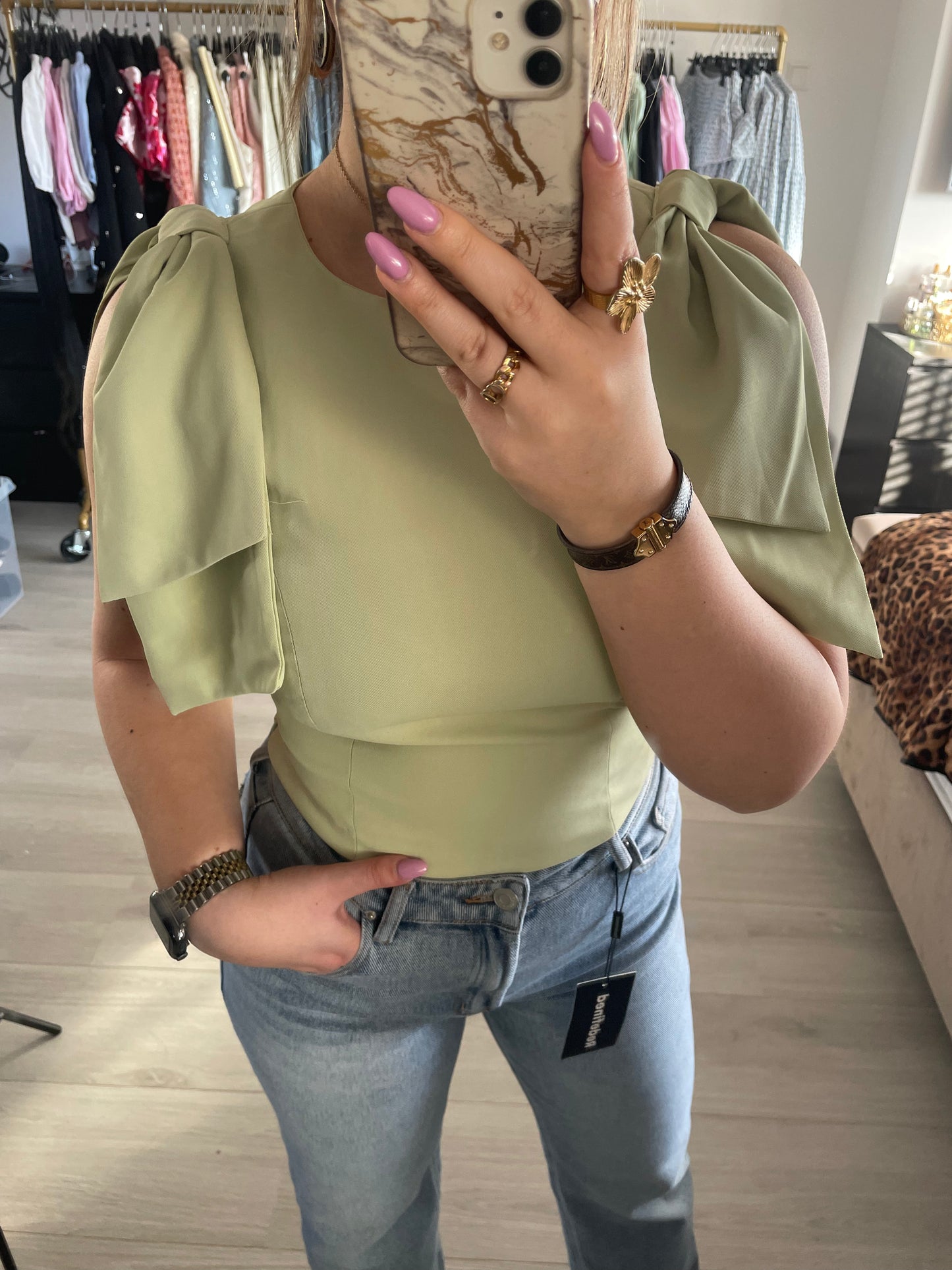 Serena Bow Top - Groen