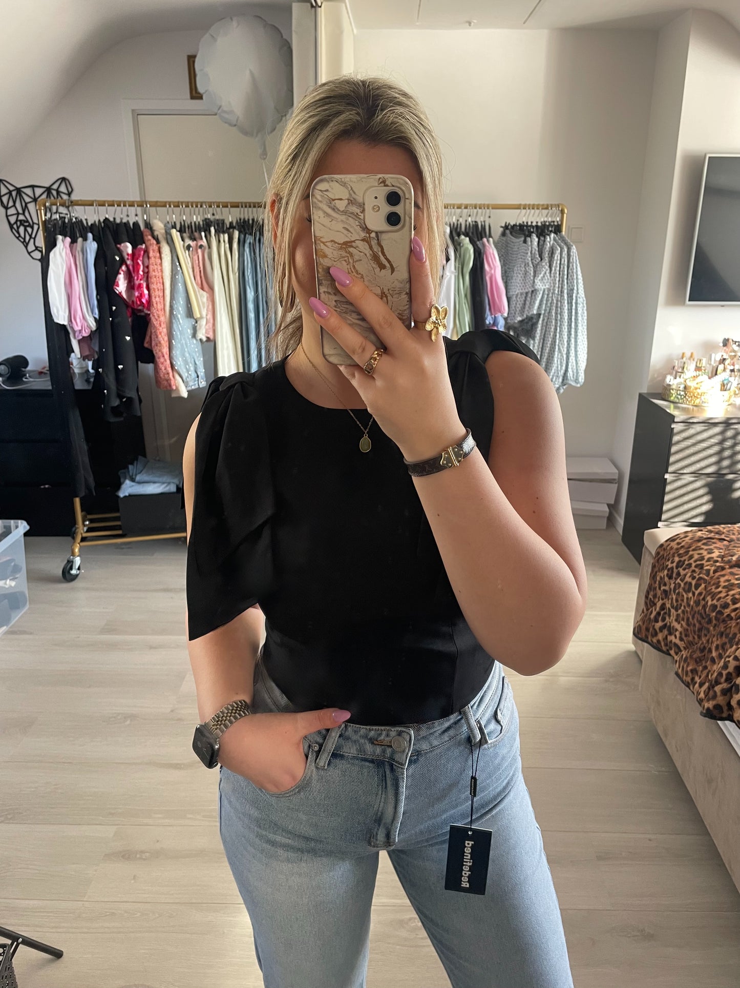 Serena Bow Top - Zwart