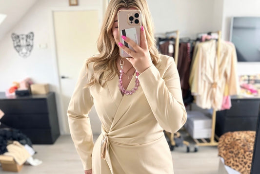 Golden Touch Wrap Playsuit - Beige