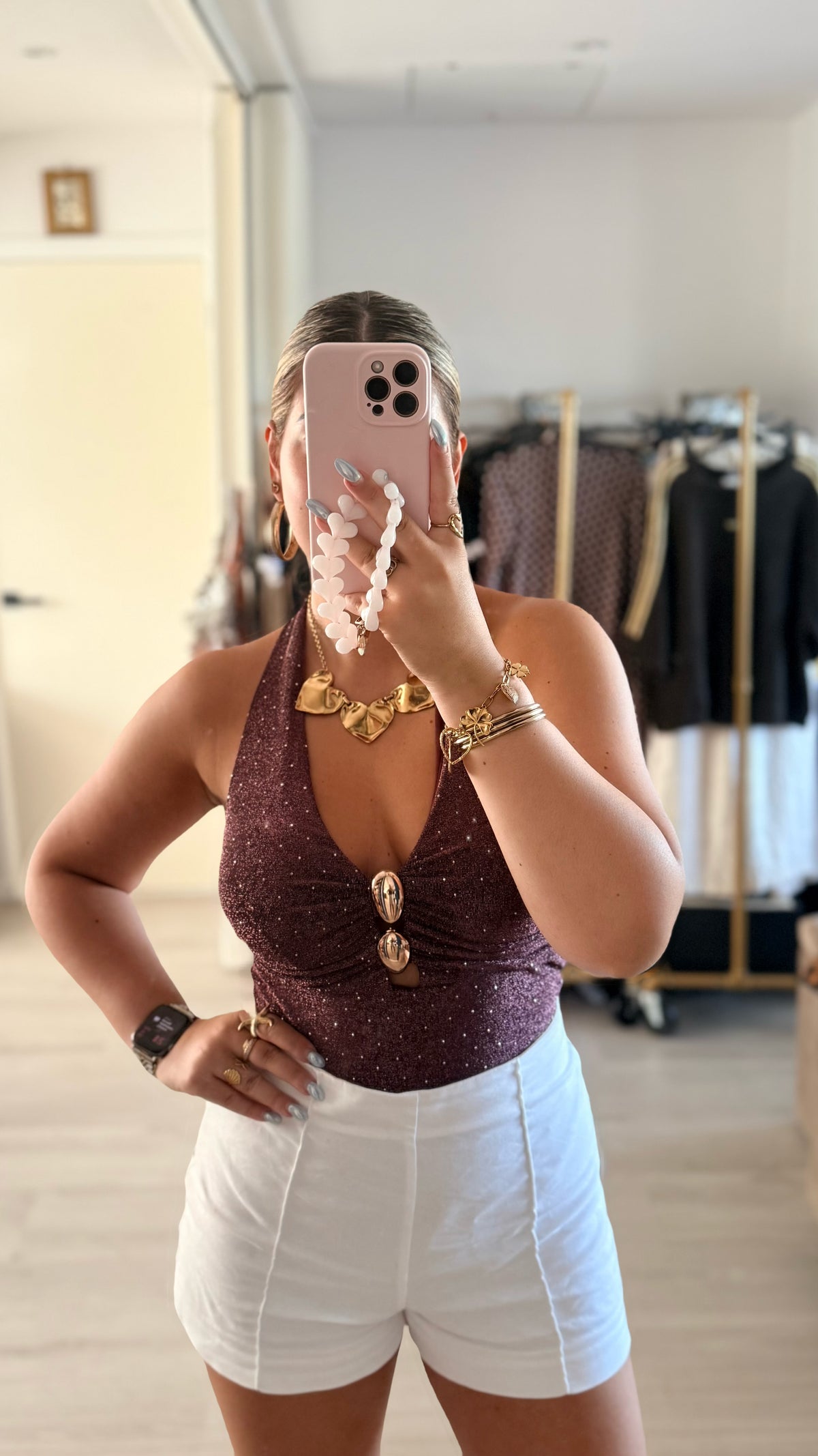 Bordeaux Glitter Halter Body