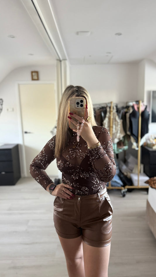 Chérie Soft Leather Shorts – Mocha