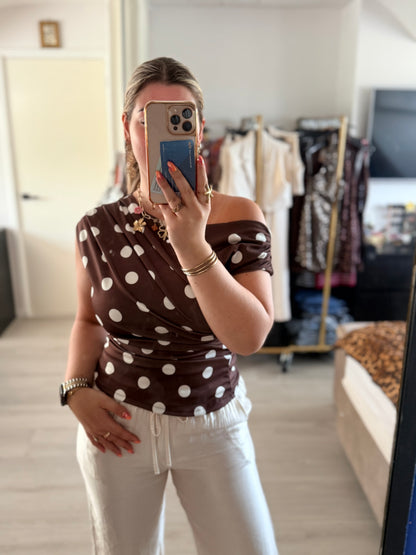 The Coco Polka Top - Brown