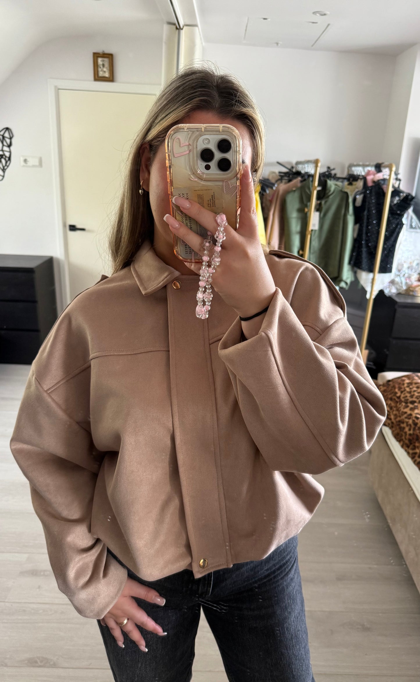 Viral Suede Jacket - Beige