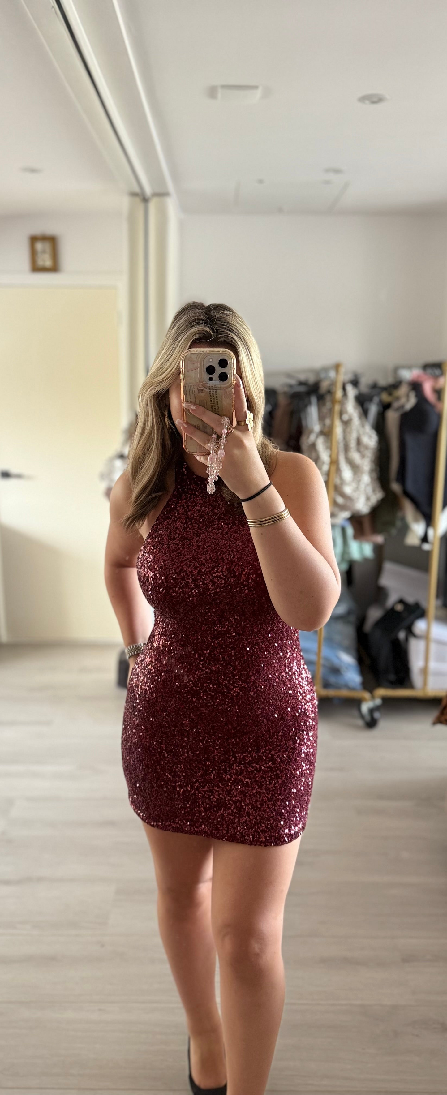 Midnight Glow Dress - Bordeaux Rood