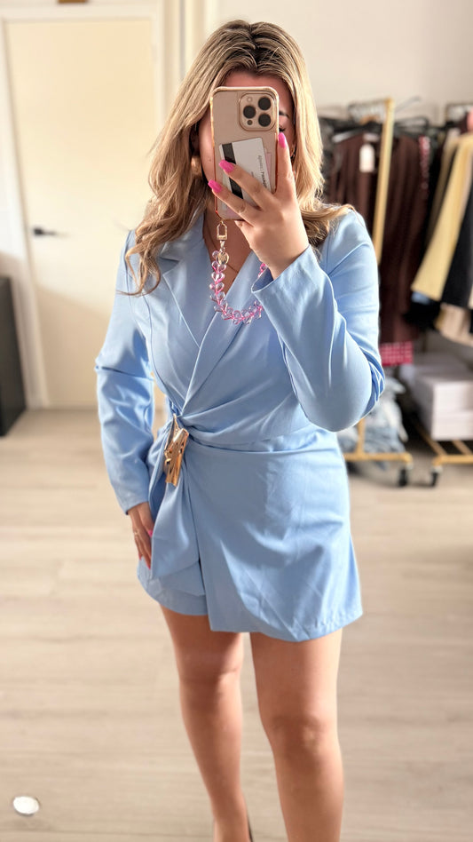 Golden Touch Wrap Playsuit - Blauw
