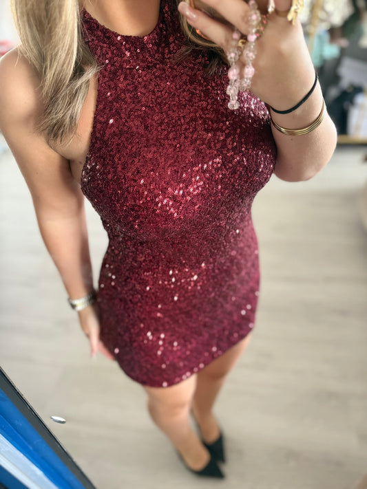 Midnight Glow Dress - Bordeaux Rood