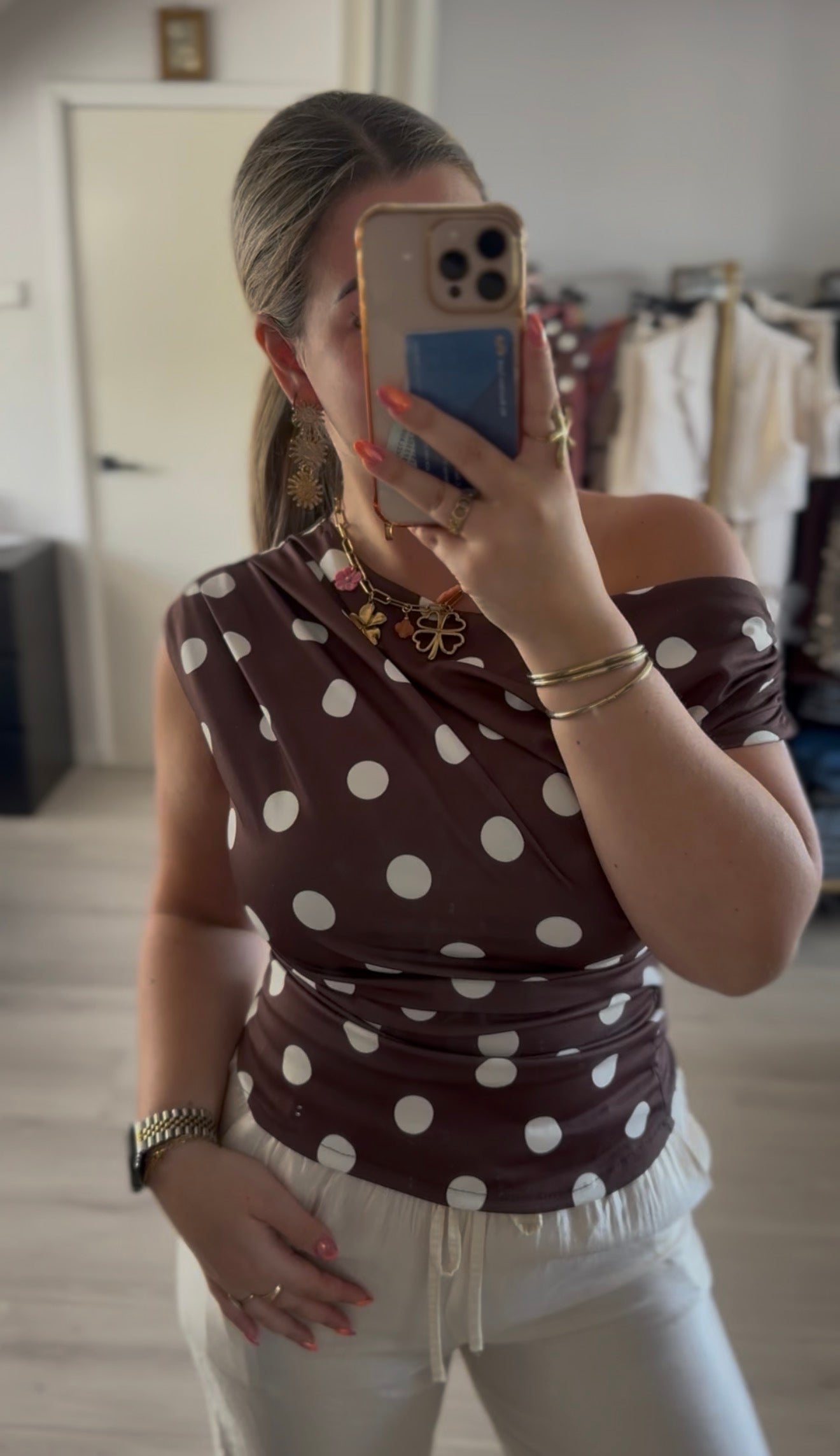 The Coco Polka Top - Brown