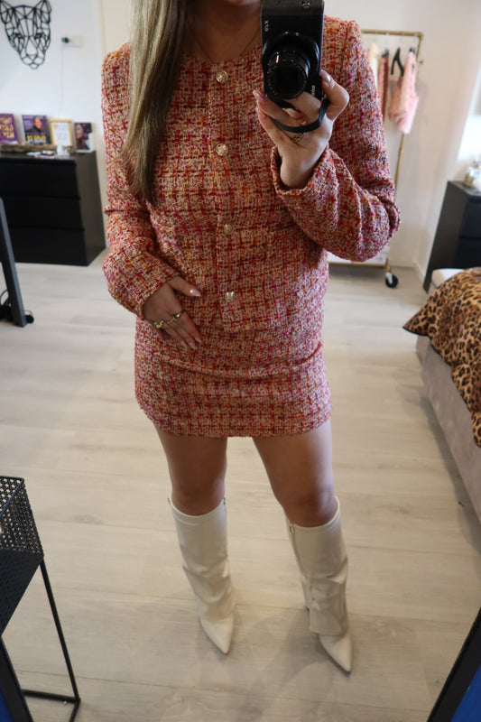 Rosé Tweed Skirt