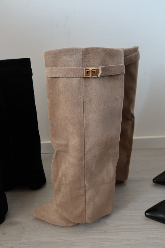 Buty Cherries Beżowe Zamszowe
