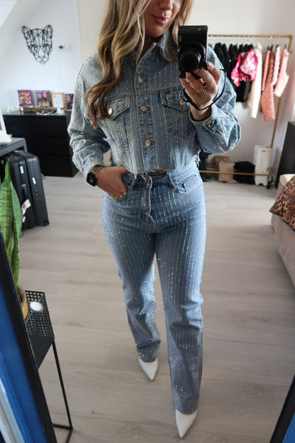 Brokatowy Denim - Kurtka Skrócona