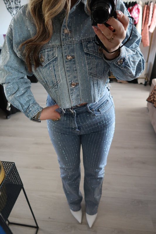 Glitter Denim - Cropped Jacket