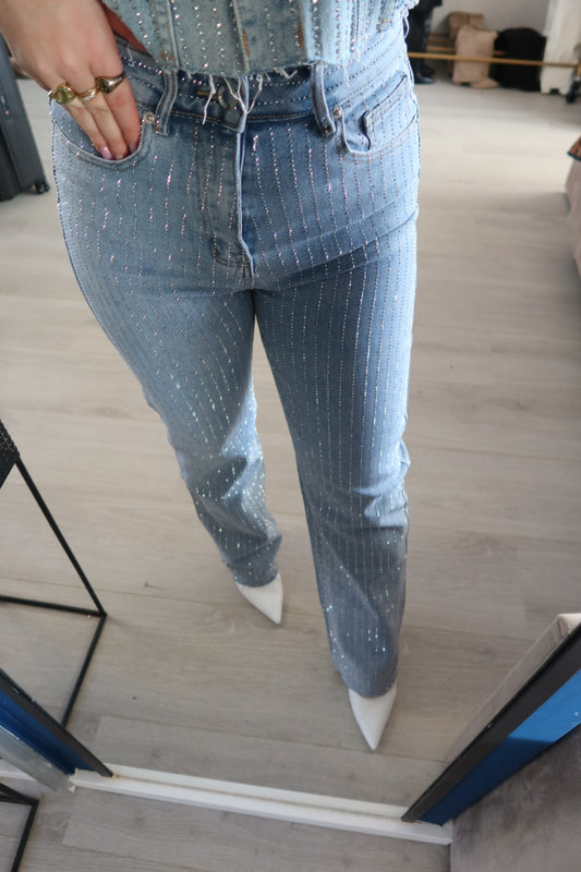 Glitter Denim - Straight Jeans