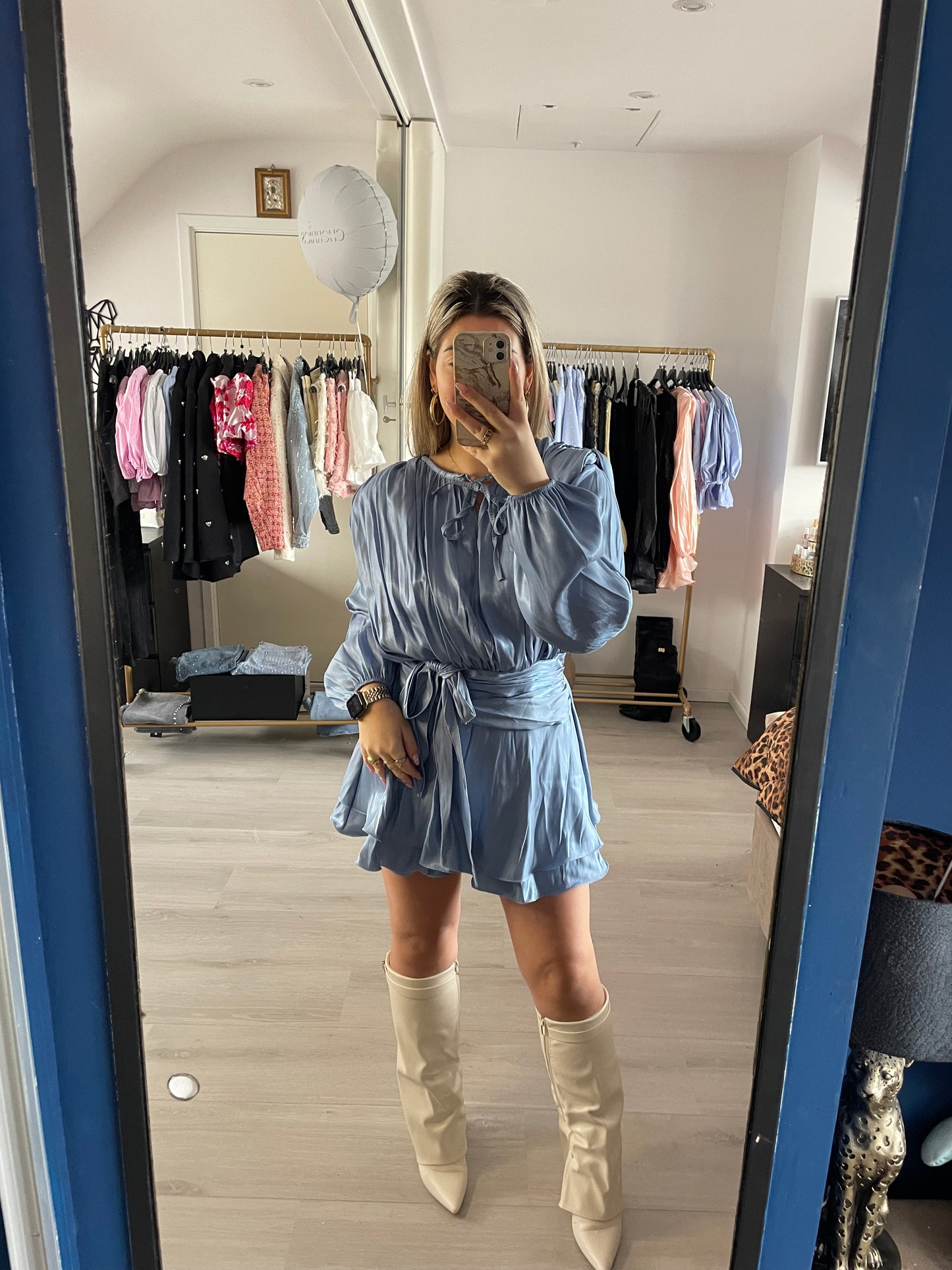 Luxe Satin Dress - Blauw