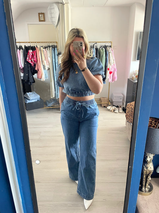 Denim Dream Wide Leg Pants - Blauw