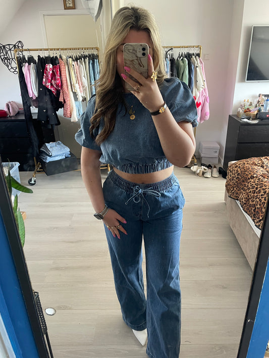 Denim Dream Crop Top - Blauw