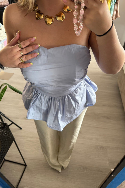 Cé Peplum Top - Blauw