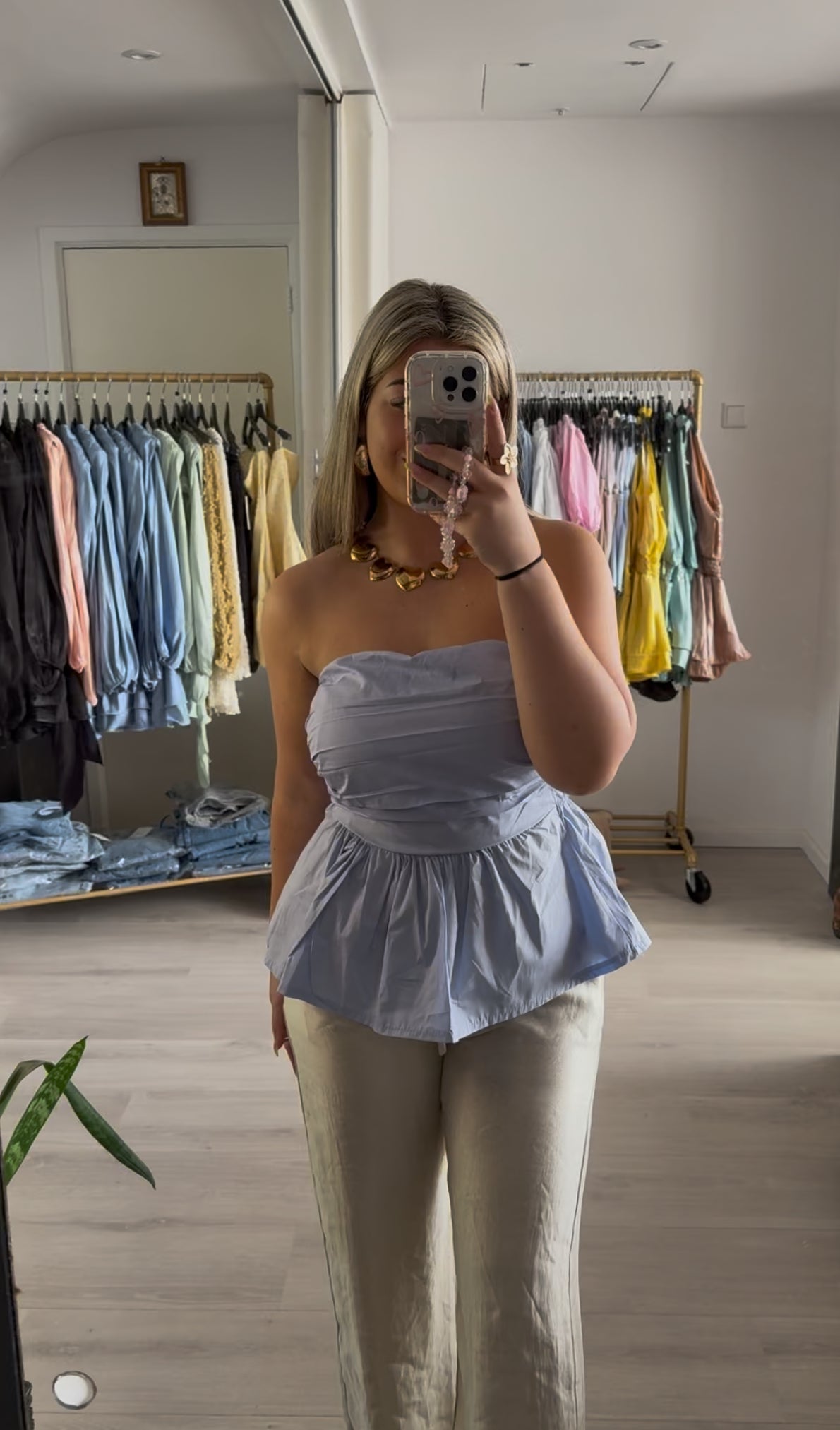 Cé Peplum Top - Blauw