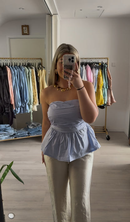 Cé Peplum Top - Blauw